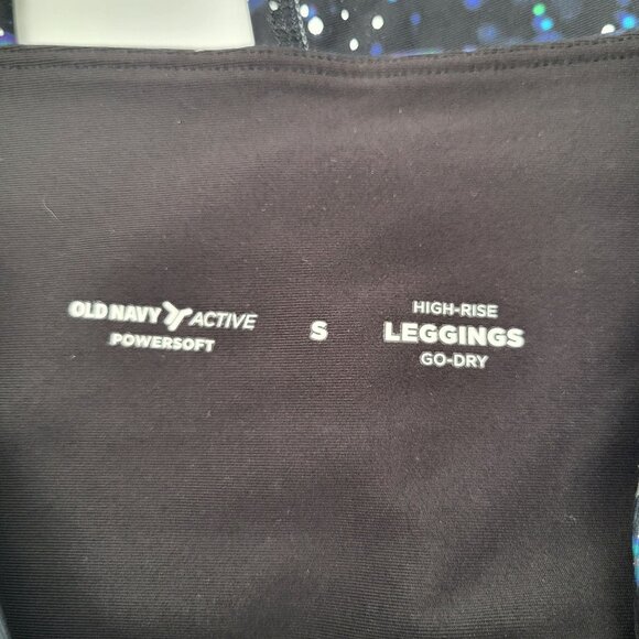 OLD NAVY ACTIVE POWERSOFT HIGH RISE 7/8 LEGGING GO DRY SMALL BLACK FOIL DAMASK - Picture 3 of 8